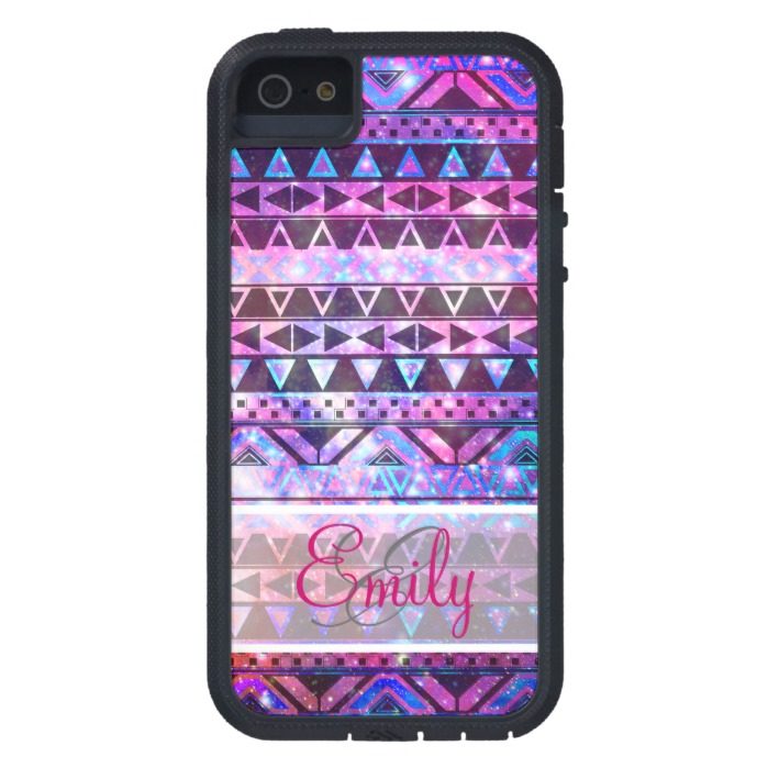 Monogram Girly Andes Aztec Pink Teal Nebula Galaxy iPhone SE/5/5s Case