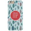 Monogram Girly Whimsical Leaves Pattern Barely There iPhone 6 Plus Case