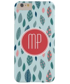 Monogram Girly Whimsical Leaves Pattern Barely There iPhone 6 Plus Case