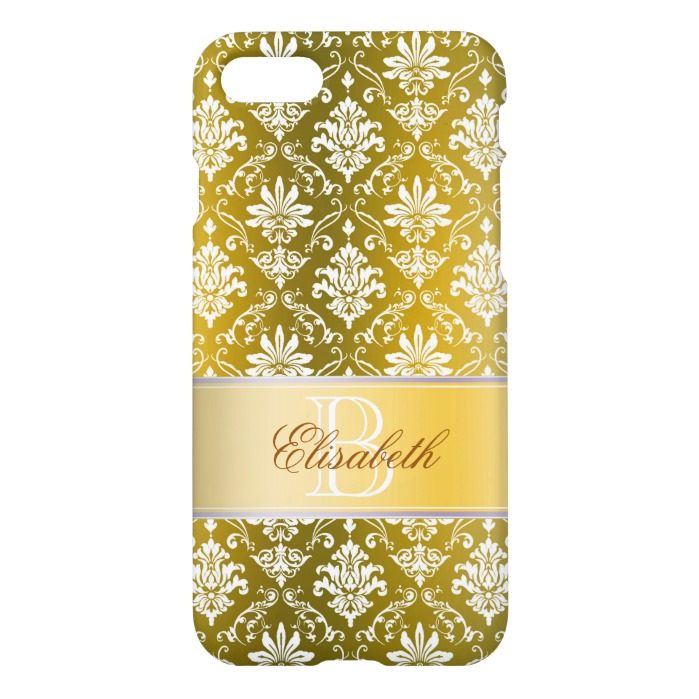 Monogram Golden Yellow and White Damask iPhone 7 Case