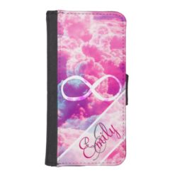 Monogram Infinity Symbol Bright Pink Clouds Sky Wallet Phone Case For iPhone SE/5/5s