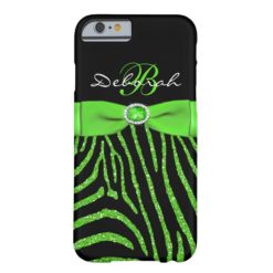 Monogram Lime Black Glitter Zebra iPhone 6 case