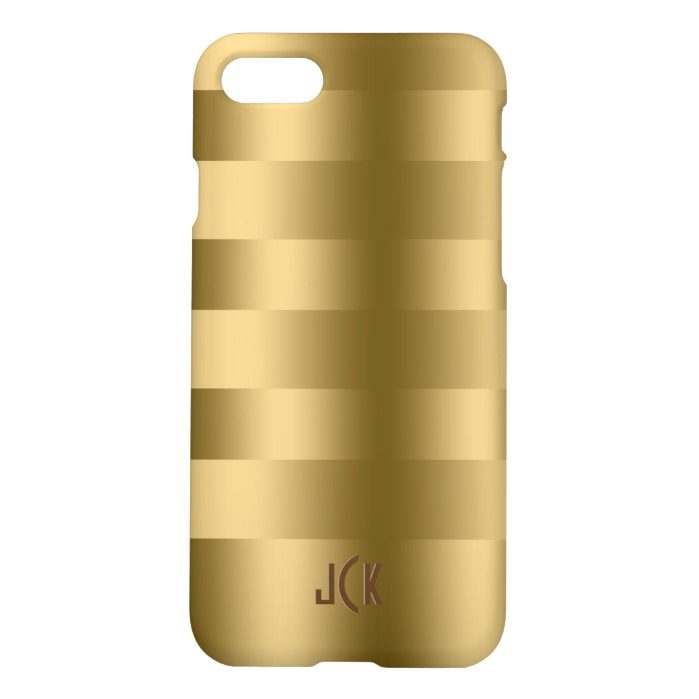 Monogram Metallic Gold Stripes Pattern iPhone 7 Case