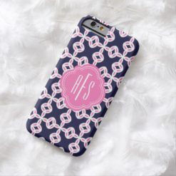 Monogram Navy Pink Triquetra Cross Pattern Barely There iPhone 6 Case