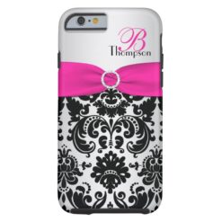 Monogram Pink Black Silver Damask iPhone 6 case