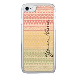 Monogram Pink Yellow Watercolor Tribal Pattern Carved iPhone 7 Case