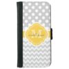 Monogram Polka Dots Chevrons Gray Yellow Wallet Phone Case For iPhone 6/6s