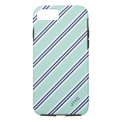 Monogram Preppy Mint Stripes iPhone 7 Case