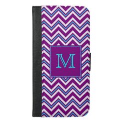 Monogram Purple and Aqua Chevron iPhone 6/6s Plus Wallet Case