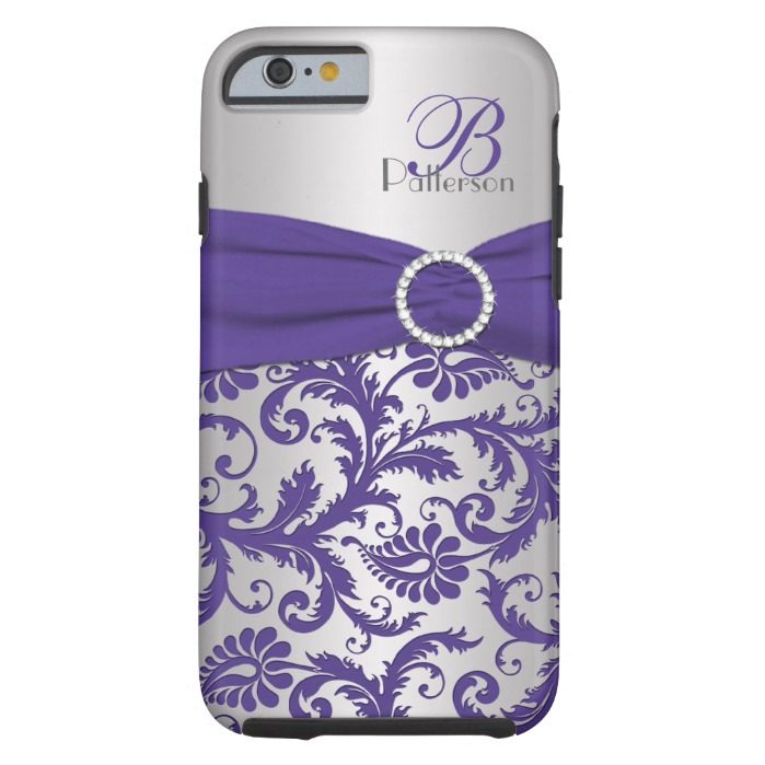 Monogram Purple and Silver Damask iPhone 6 case