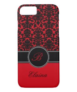 Monogram Red Black White Damask iPhone 7 Case