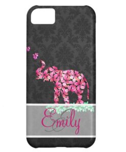 Monogram Retro Flower Elephant Pink Sakura Damask iPhone 5C Cover