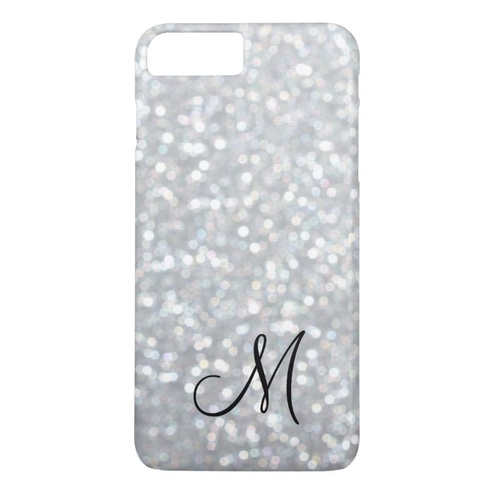 Monogram Silver Sparkle iPhone 7 Plus Case