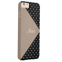 Monogram Straw Brown & Black Polka Dots ColorBlock Barely There iPhone 6 Plus Case