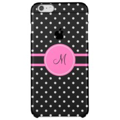 Monogram White and Black Polka Dot Pattern Clear iPhone 6 Plus Case