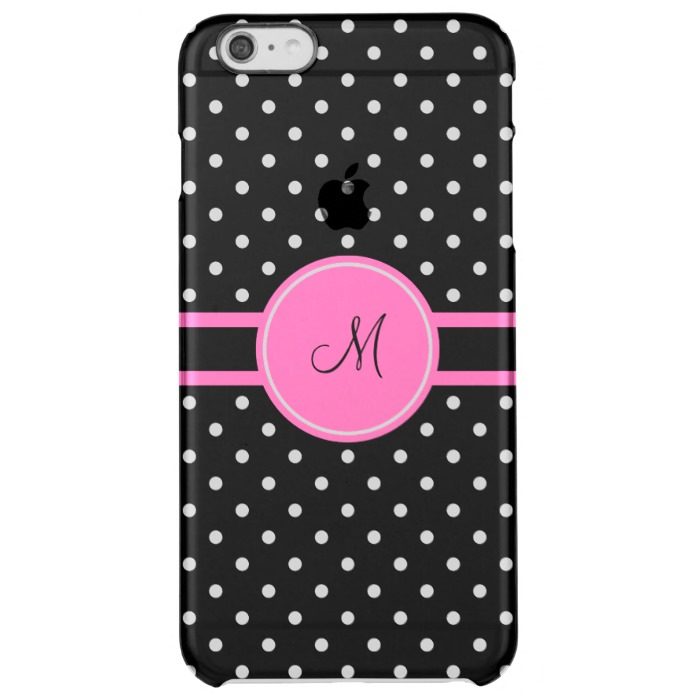 Monogram White and Black Polka Dot Pattern Clear iPhone 6 Plus Case