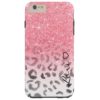 Monogram chic faux pink glitter leopard watercolor tough iPhone 6 plus case