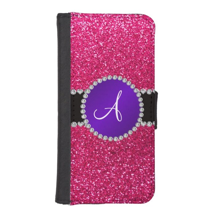 Monogram rose pink glitter purple diamond circle iPhone SE/5/5s wallet