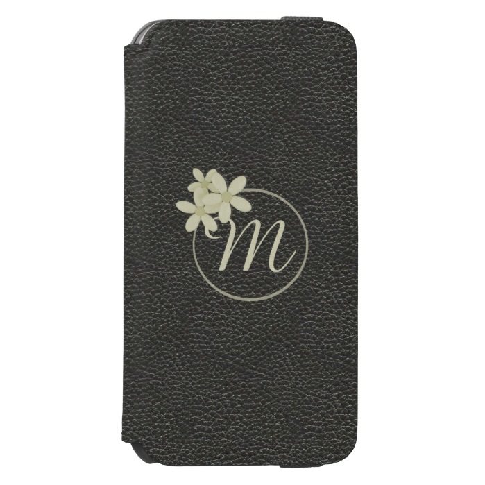 Monogrammed Black Leather Effect iPhone 6s Wallet