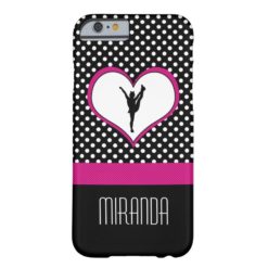Monogrammed Classic Pink Cheer Polka-Dot w/ Heart Barely There iPhone 6 Case