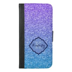 Monogrammed Colorful Glitter And Sparkles Pattern iPhone 6/6s Plus Wallet Case