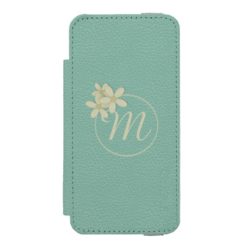 Monogrammed Green Leather Effect iPhone 5 Wallet