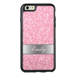 Monogrammed Pink And White Glitter OtterBox iPhone 6/6s Plus Case