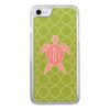 Monogrammed Pink Sea Turtle Green Quatrefoil Carved iPhone 7 Case