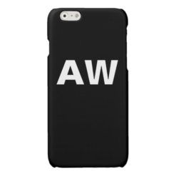 Monogrammed white bold block letters on black glossy iPhone 6 case