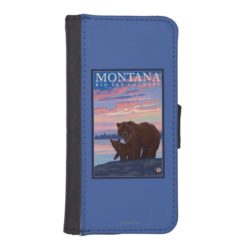MontanaMomma Bear and Cub Vintage Travel iPhone SE/5/5s Wallet Case