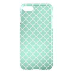 Moroccan Mint Green & White Quatrefoil Pattern iPhone 7 Case