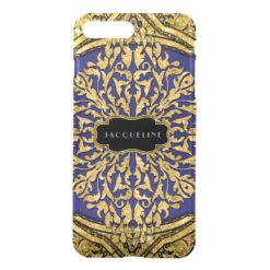 Moroccan Swirl Scroll Gold Glitter Elegant Name iPhone 7 Plus Case