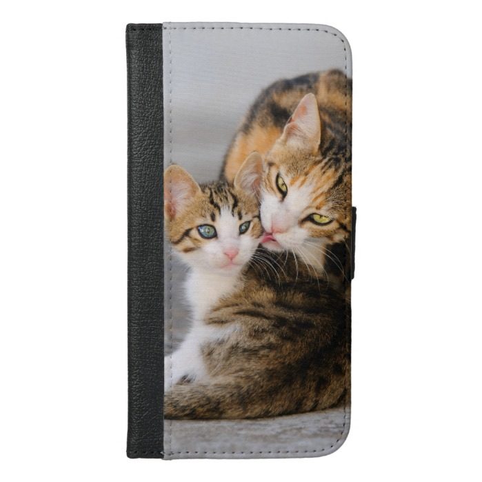 Mother cat loves cute kitten photo - protect iPhone 6/6s plus wallet case