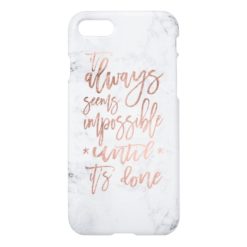 Motivation chic rose gold typography white marble iPhone 7 case
