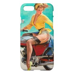 Motorcycle Pinup Girl - Retro Pinup Art iPhone 7 Case