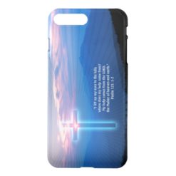 Mountains photo and cross. Psalm 121; 1-2 iPhone 7 Plus Case