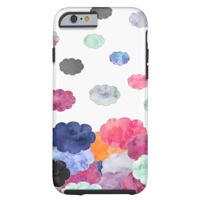 Multicolor whimsical watercolour clouds pattern tough iPhone 6 case