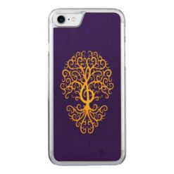 Musical Treble Clef Tree Blue on Yellow Carved iPhone 7 Case