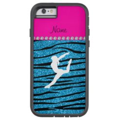 Name gymnast sky blue glitter zebra stripes tough xtreme iPhone 6 case