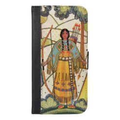 Native American Indian Girl Bow Arrows Forest iPhone 6/6s Plus Wallet Case