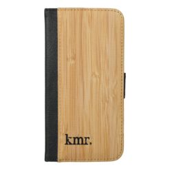 Nature Bamboo Texture Look with Stylish Monogram iPhone 6/6s Plus Wallet Case