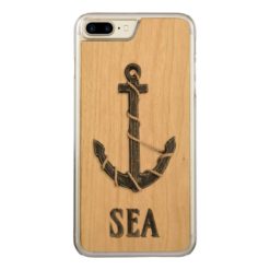 Nautical - Anchor with Sea Word Art Carved iPhone 7 Plus Case