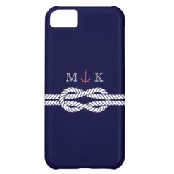 Nautical Rope and Anchor Monogram in Navy iPhone 5C Case