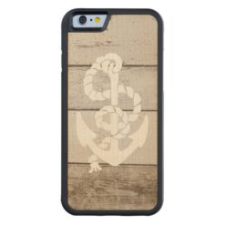 Nautical Sailing Anchor On Wood Carved Maple iPhone 6 Bumper