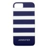 Navy Blue Stripes Changeable White Background iPhone 7 Case