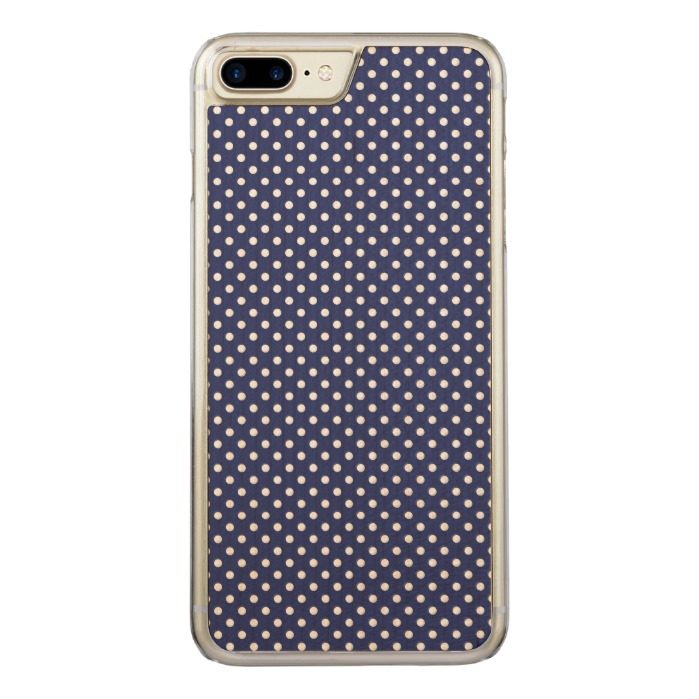 Navy Blue and White Polka Dots Pattern Carved iPhone 7 Plus Case