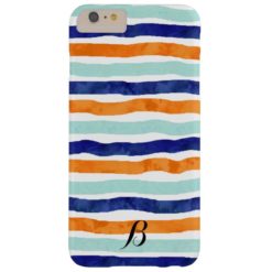 Navy Orange Sky Blue Stripes iPhone 6/6s Plus Case