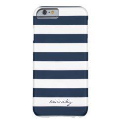 Navy Stripes Pattern Personalized iPhone 6 case
