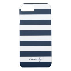 Navy Stripes Pattern Personalized iPhone 7 case