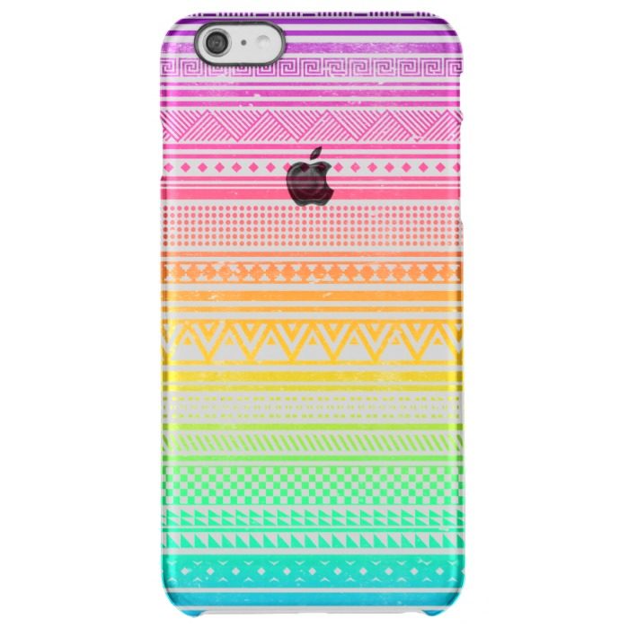 Neon Aztec Pattern Clear iPhone 6 Plus Case